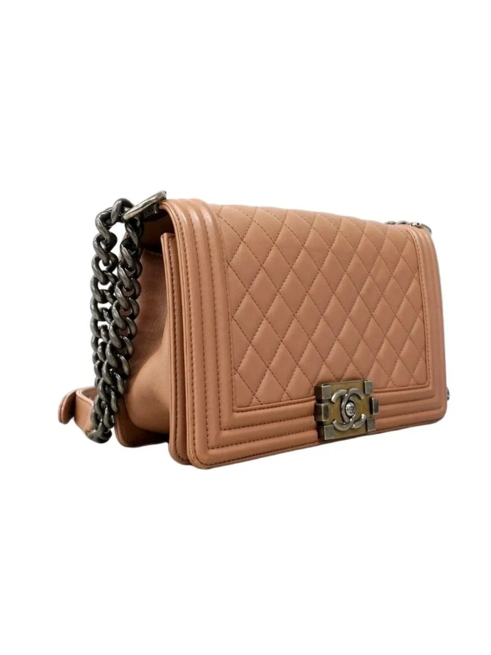 Chanel Shoulder Bag Boy Lambskin Pink Silver
